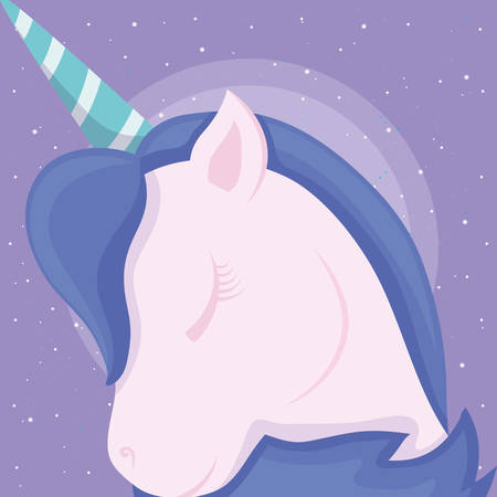 Magic unicorn icon over purple background, colorful design. vector illustrationのイラスト素材