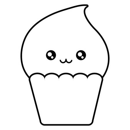 delicious cupcake celebration kawaii character vector illustration designのイラスト素材