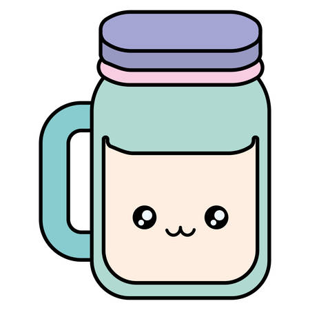 cute beverage jar kawaii character vector illustration designのイラスト素材