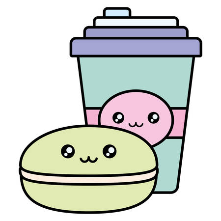 plastic cup container and candy kawaii characters vector illustration designのイラスト素材