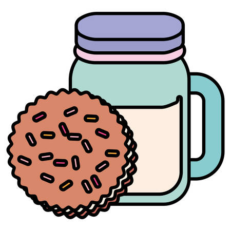 cute beverage jar with cookies vector illustration designのイラスト素材