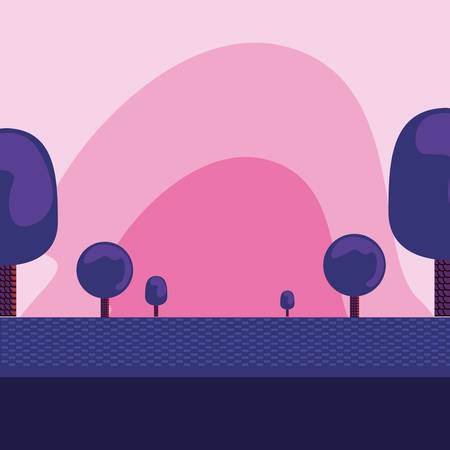 nature landscape trees mountain background vector illustrationのイラスト素材