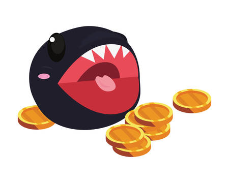 coins monster video game background vector illustrationのイラスト素材