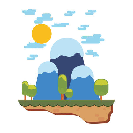 video game base level sunny day mountains vector illustrationのイラスト素材