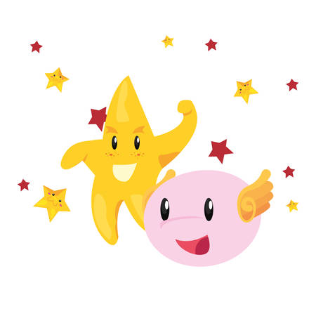 video game cute star doll wings background vector illustrationのイラスト素材