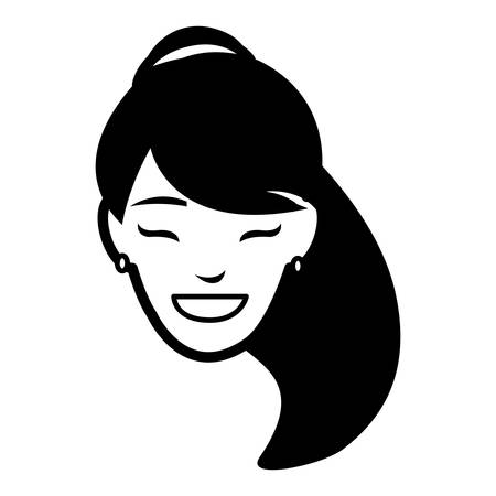 beautiful woman head avatar character vector illustration designのイラスト素材