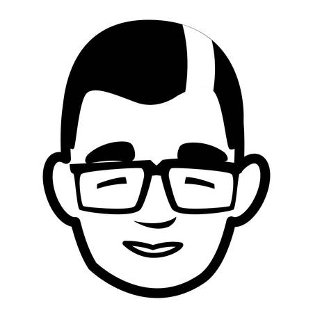 young man with glasses head character vector illustration designのイラスト素材