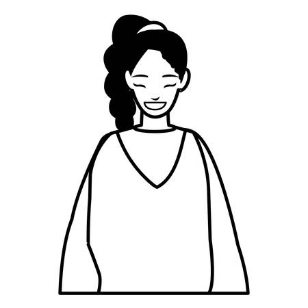 beautiful and young woman character vector illustration designのイラスト素材