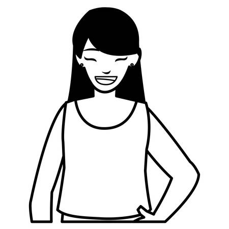 beautiful and young woman character vector illustration designのイラスト素材