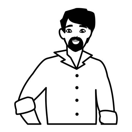 young man with beard avatar character vector illustration designのイラスト素材
