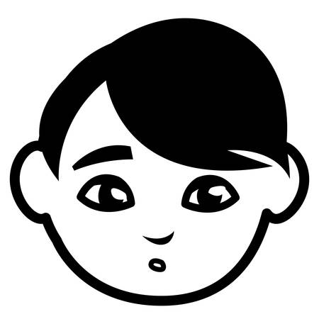 cute little boy head character vector illustration designのイラスト素材