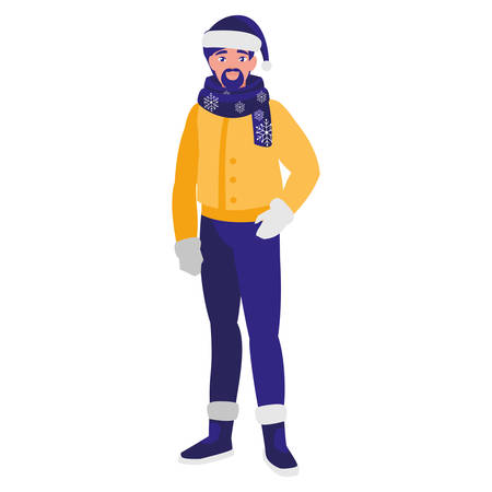 young man with beard and winter clothes vector illustration designのイラスト素材