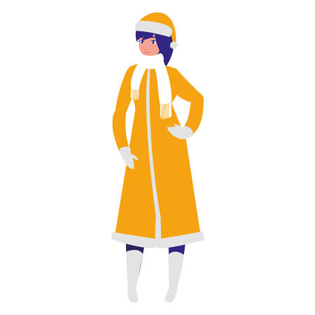 beautiful and young woman with winter clothes vector illustration designのイラスト素材