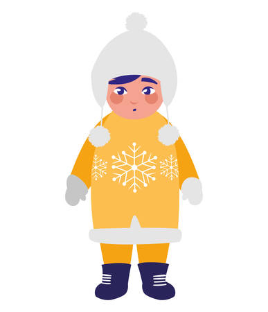 cute little boy with winter clothes vector illustration designのイラスト素材