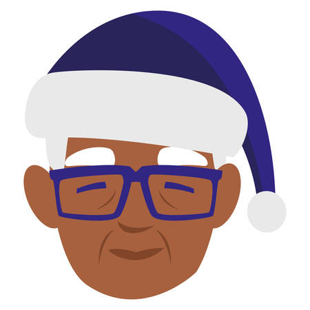 cute grandfather black head with winter hat vector illustration designのイラスト素材