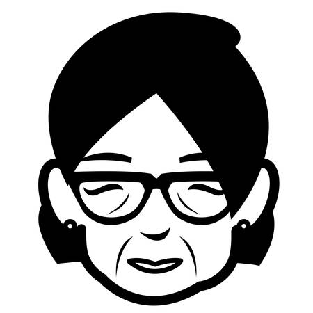 cute grandmother head avatar character vector illustration designのイラスト素材