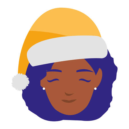 beautiful woman black head with winter hat vector illustration designのイラスト素材