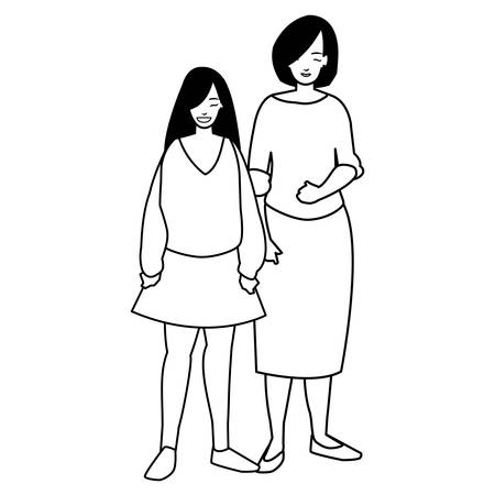 couple of girls avatars characters vector illustration designのイラスト素材