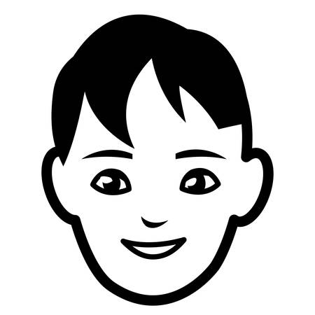 cute little boy head character vector illustration designのイラスト素材