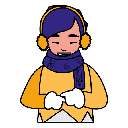 cute little boy with winter clothes vector illustration designのイラスト素材