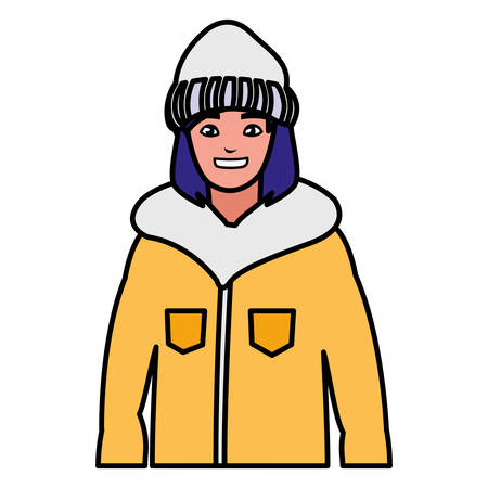 young woman with winter clothes vector illustration designのイラスト素材