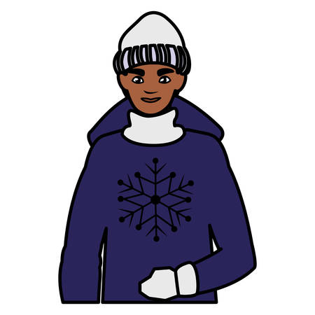 young man black with winter clothes vector illustration designのイラスト素材