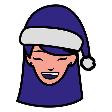 beautiful woman head with winter hat vector illustration designのイラスト素材