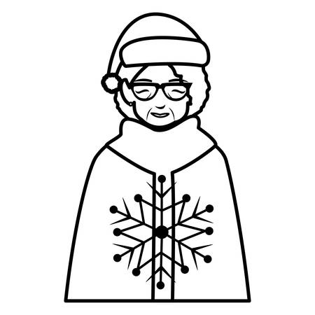 cute grandmother with cane and winter clothes vector illustration designのイラスト素材