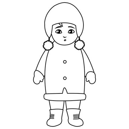 cute little boy with winter clothes vector illustration designのイラスト素材