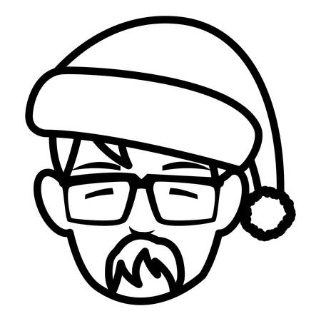 young man with glasses and winter hat vector illustration designのイラスト素材