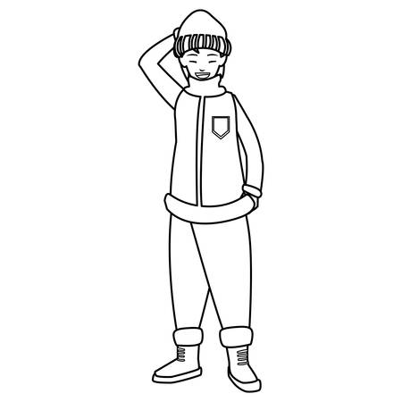 young man with winter clothes vector illustration designのイラスト素材