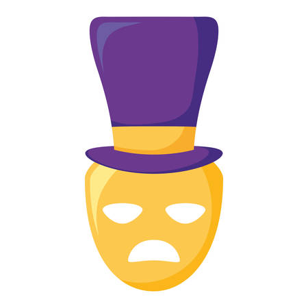 theatrical sad masks with tophat vector illustration designのイラスト素材