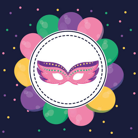 carnival mask with balloons helium around vector illustration designのイラスト素材