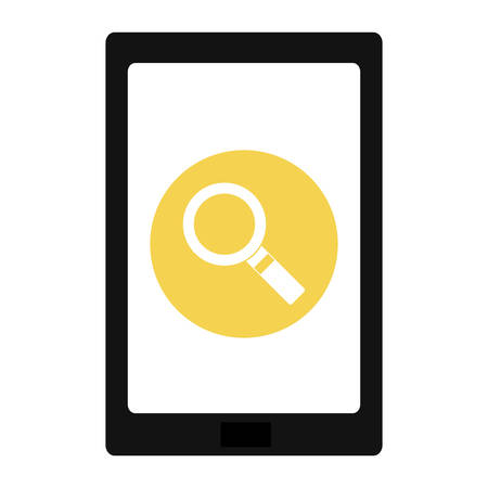 tablet with magnifying glass app vector illustration designのイラスト素材