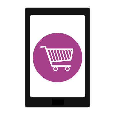 tablet with shopping cart app vector illustration designのイラスト素材