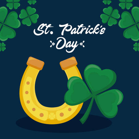horseshoe with clovers of st patrick day vector illustration design