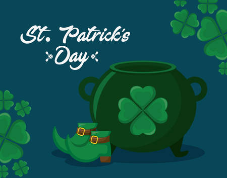 leprechaun cauldron with boots of st patrick day vector illustration designのイラスト素材