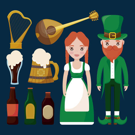 couple irish with set icons vector illustration designのイラスト素材