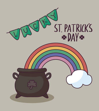leprechaun cauldron with rainbow of st patrick day vector illustration designのイラスト素材