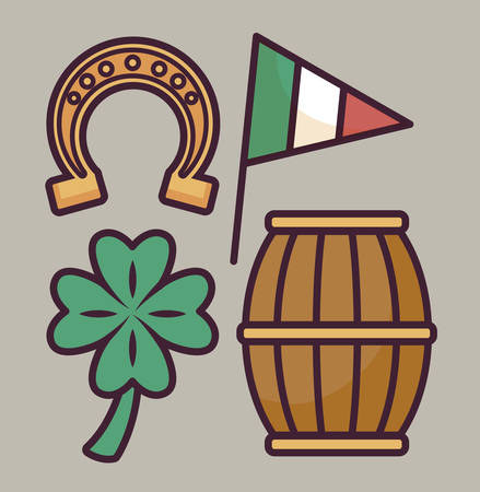 luck clover with set icons vector illustration designのイラスト素材