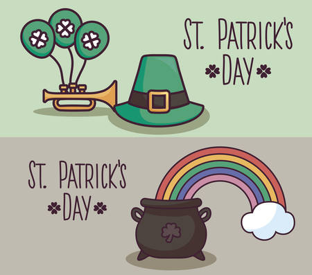 set cards of st patrick day vector illustration designのイラスト素材