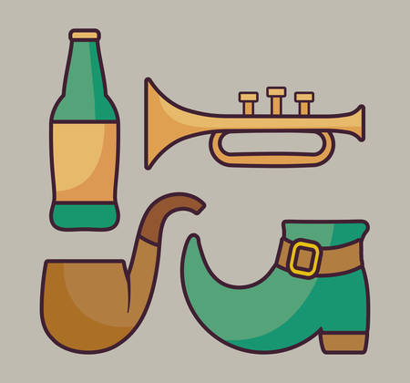 leprechaun boot with set icons vector illustration designのイラスト素材