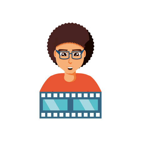 man with video tape isolated icon vector illustration designのイラスト素材