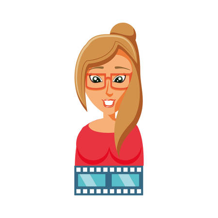 woman with video tape isolated icon vector illustration designのイラスト素材