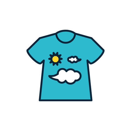 shirt clothes with clouds and sun decoration vector illustration designのイラスト素材