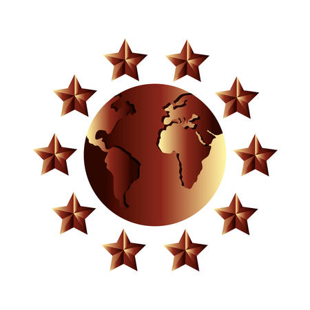 world around stars on white background vector illustrationのイラスト素材