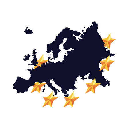european union map golden stars vector illustrationのイラスト素材