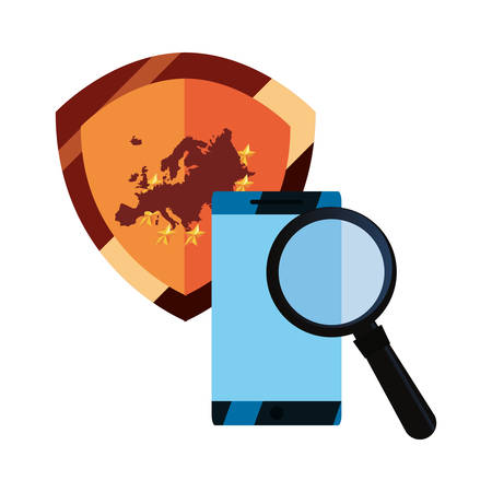 cellphone shield protection analysis copyright of intellectual vector illustrationのイラスト素材