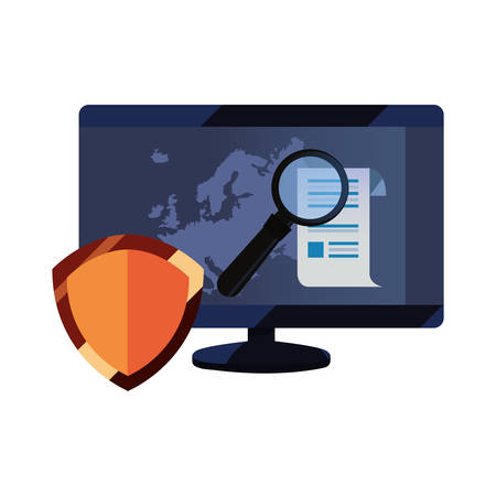 computer shield patent analysis copyright of intellectual vector illustrationのイラスト素材