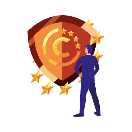 businessman shield protection copyright of intellectual vector illustrationのイラスト素材